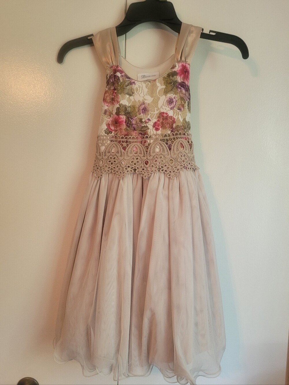 Bonnie Jean Dusty Pink Floral Lace Party Dress